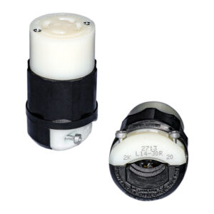 TOMA AEREA DE SEGURIDAD L14-30 4 POLOS 30 AMPERIOS C2713 PLASTICO BLANCO/NEGRO LEVINTON
