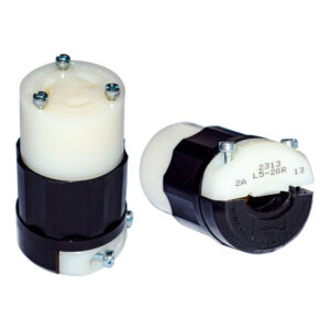 TOMA AEREA DE SEGURIDAD .L 50 3 POLOS 20AMPERIOS C2313 PLASTICO BLANCO/NEGRO LEVINTON
