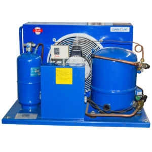 CONDENSADORA HERMETICA MANEUROP 1.5HP 1 FASE R22 114N3200 HCM018 220V 60HZ ACERO AZUL DANFOSS