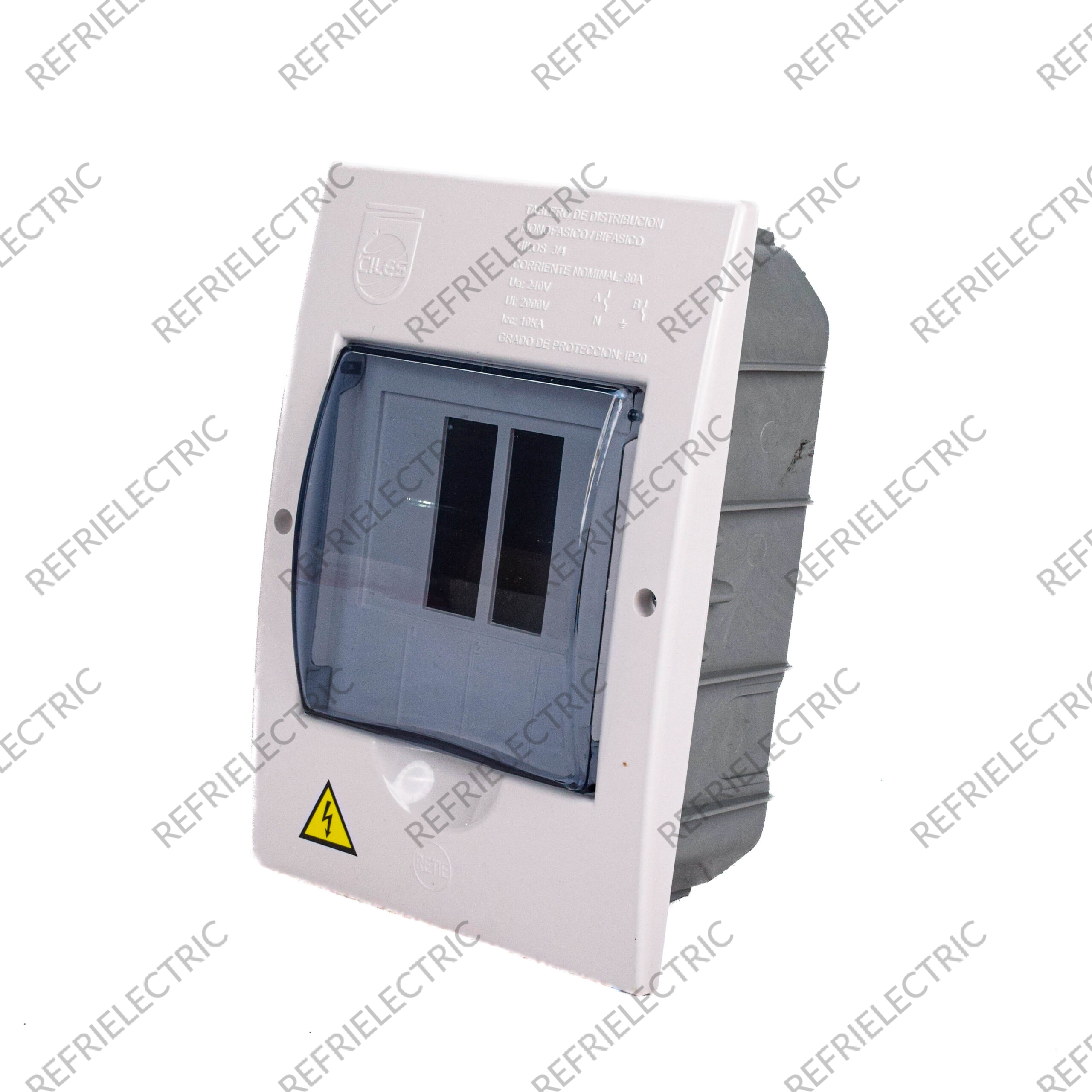 CAJA PLASTICA ENCHUFABLE 2 CIRCUITOS BIFASICA SOBREPONER 110/220V 80AMP CILES - Imagen 3