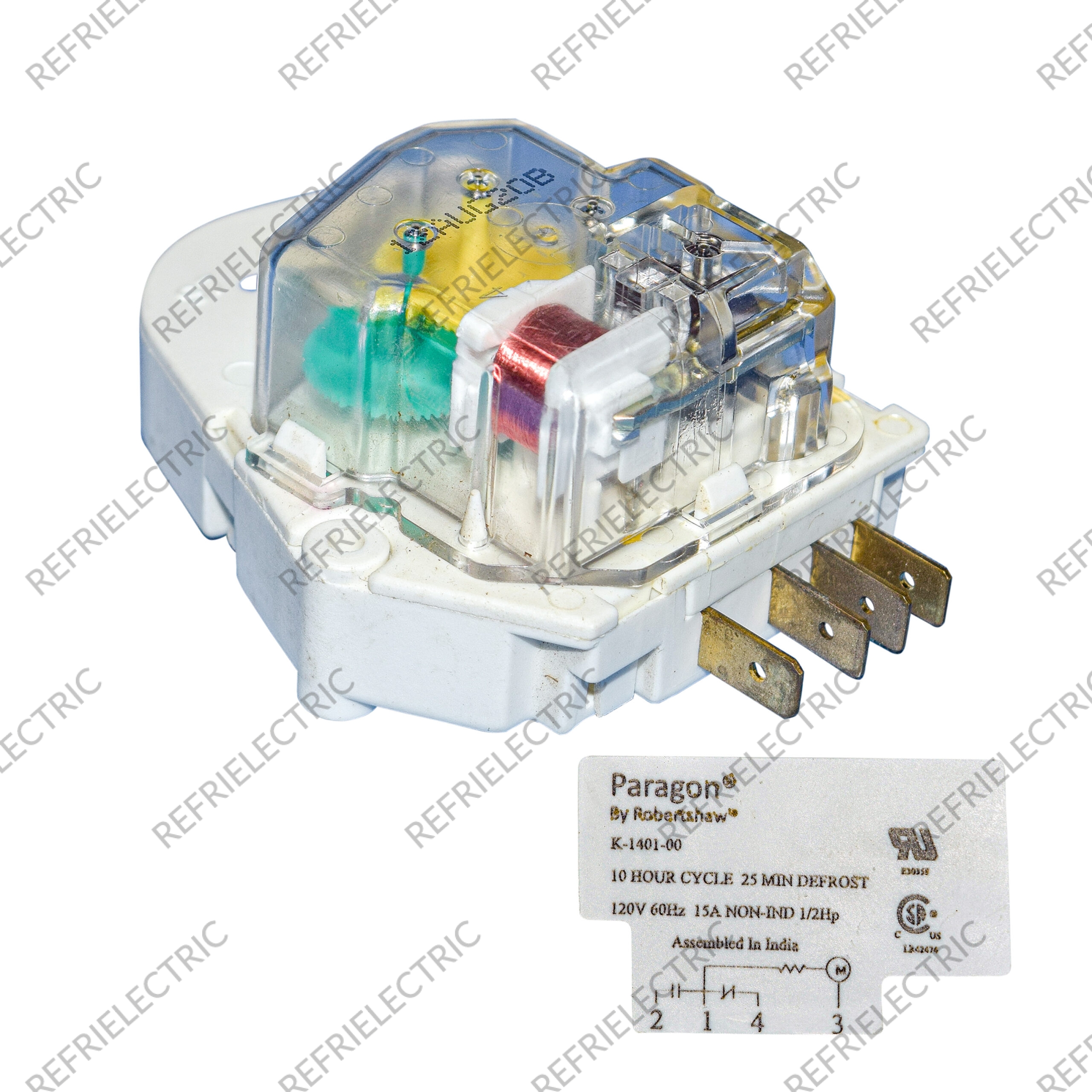 TIMER PARA DESCONGELAMIENTO NEVERA 10 HORAS 25 MINUTOS 110V 10AMP PLASTICO BLANCO PARAGON