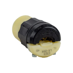 TOMA AEREA DE SEGURIDAD L 60 3 POLOS 20AMPERIOS C2323 PLASTICO BLANCO/NEGRO LEVINTON