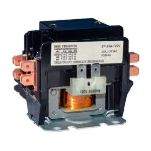 CONTACTOR AIRE ACONDICIONADO 2POLOS 25AMPERIOS 220 / 440V BOBINA 120V TERMO PLASTICO/BAQUELITA NEGRO RWELL