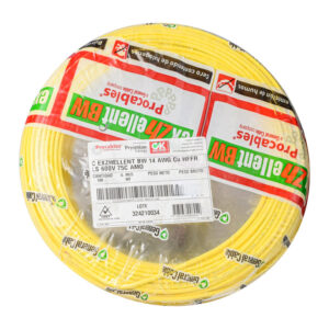 CABLE COBRE AISLADO 7 HILOS EXZHELLENT ZERO HALOGENO N°14 600V 75°C ROLLO X 100 MTS AMARILLO PROCABLES