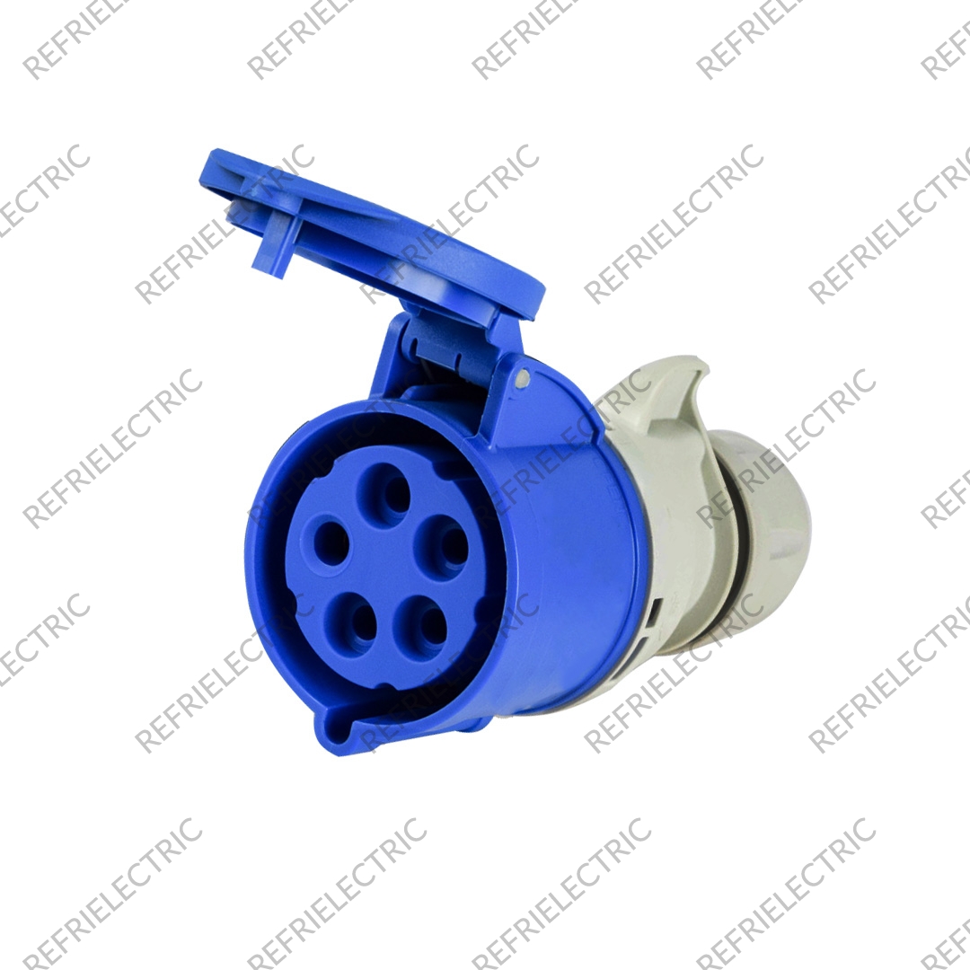 TOMA INDUSTRIAL 32AMP 3POLOS+TIERRA+NEUTRO AEREA AZUL 220V POLIAMIDA 6 AZUL VCP - Imagen 3
