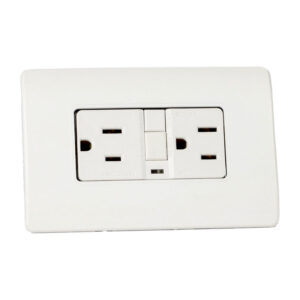 TOMA CORRIENTE DOBLE GFCI FALLA A TIERRA 110/220V 15AMP PLASTICO DE INGENIERIA Y CONTACTOS EN COBRE BLANCO SCHNEIDER ELECTRIC
