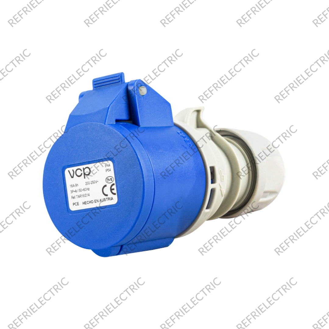 TOMA INDUSTRIAL 16AMP 3POLOS+TIERRA AEREA AZUL 220V POLIAMIDA 6 AZUL VCP - Imagen 2