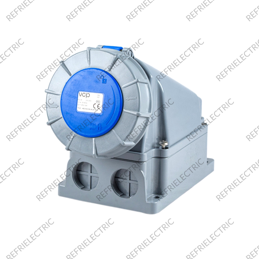 TOMA INDUSTRIAL 63AMP 3POLOS+TIERRA SOBREPONER AZUL 220V POLIAMIDA 6 AZUL VCP