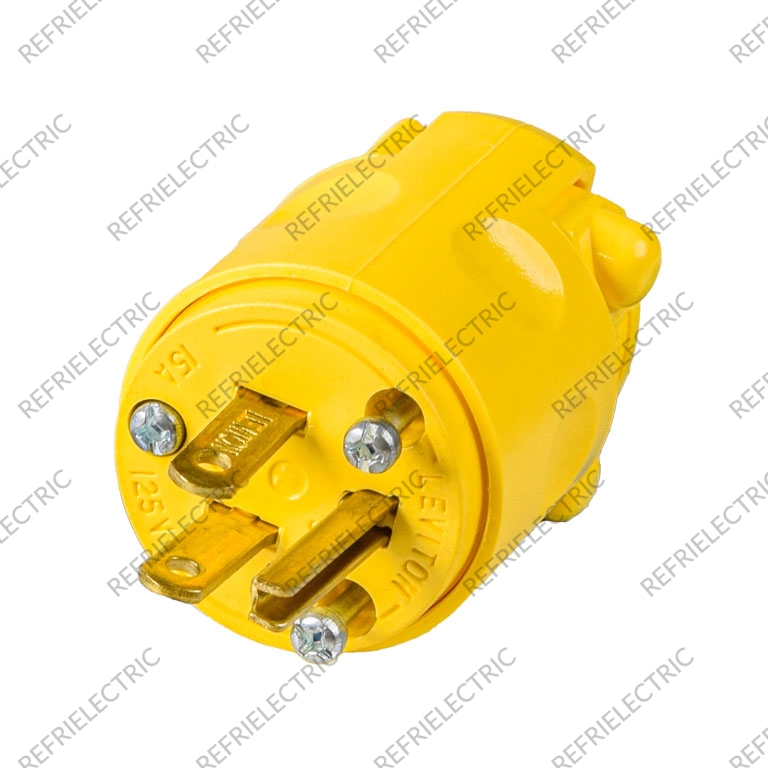 CLAVIJA PVC PATA CRUZADA CON POLO TIERRA 15AMP AMARILLA 620PV 250V LEVINTON - Imagen 3