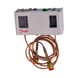 DANFOSS - PRESOSTATO DE PRESION DUAL MANUAL CON CAPILAR KP15 060-000766 MARCO DE ACERO BLANCO