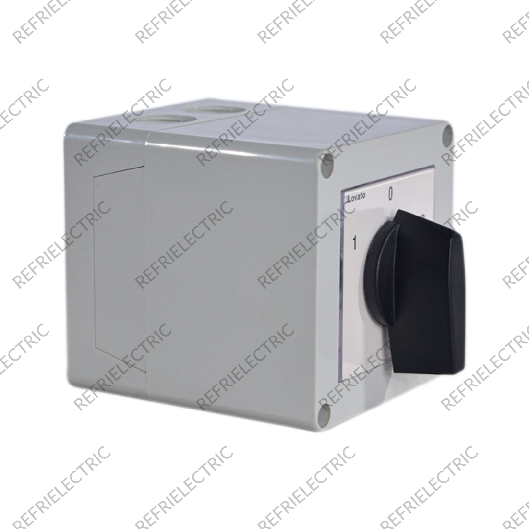 LOVATO - CONMUTADOR - TRANFERENCIA MANUAL 32AMP 3P CON CAJA 220 / 440V TERMOPLASTICO GRIS/NEGRO