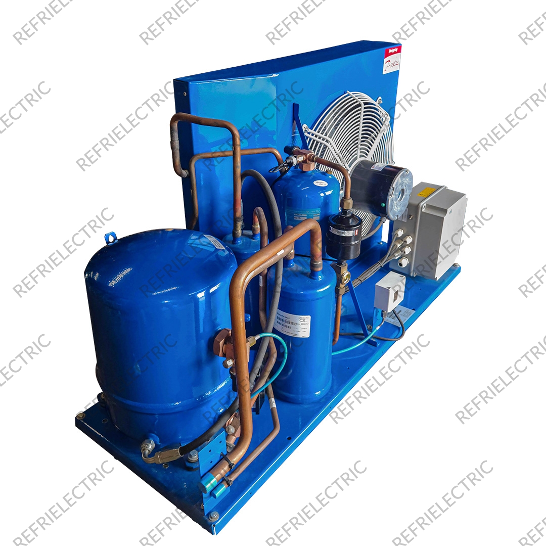 DANFOSS - CONDENSADORA HERMETICA MANEUROP 5.5HP 1 FASE R404/R507 115F0427 LJZ136 220V 60HZ ACERO AZUL