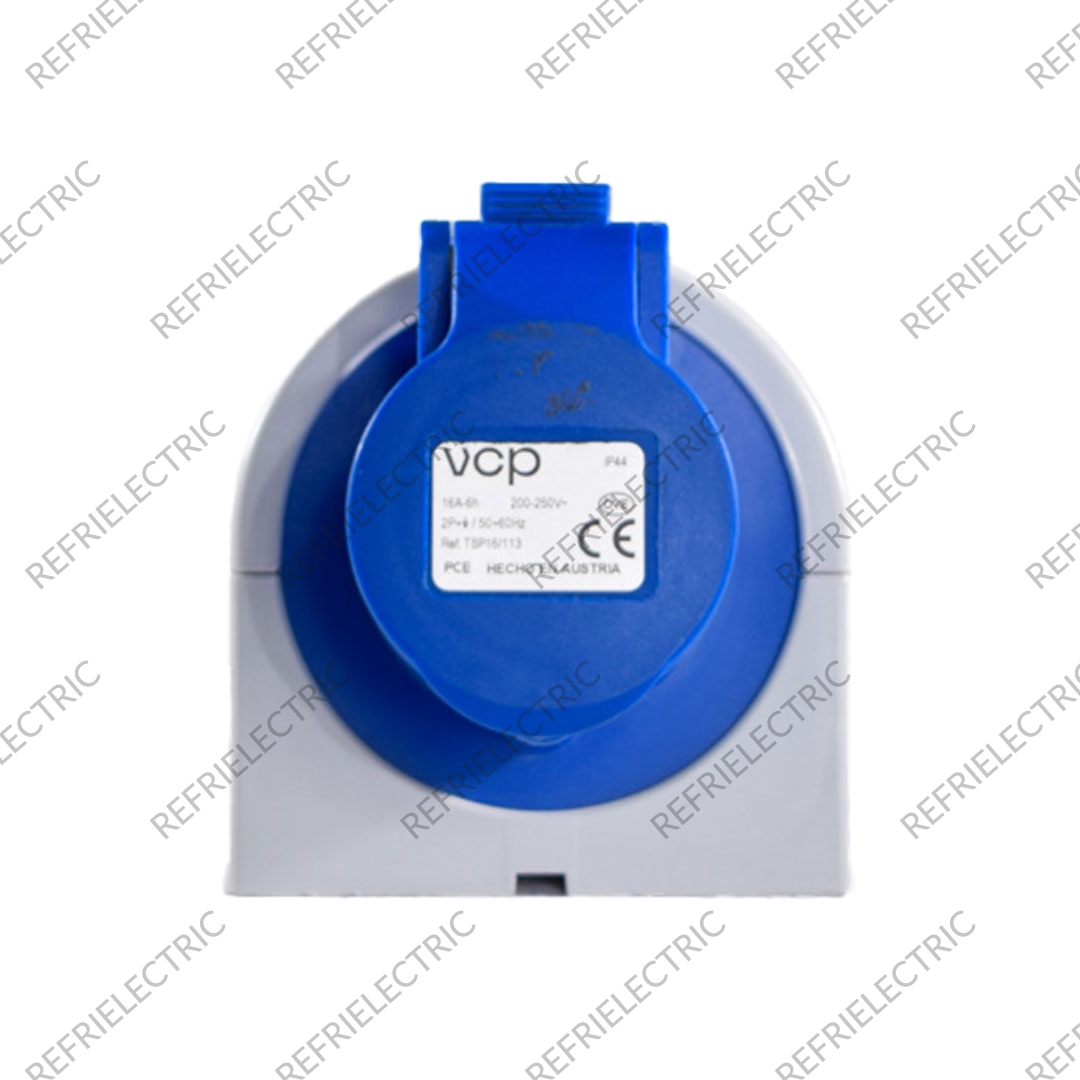 TOMA INDUSTRIAL 16AMP 2 POLOS+TIERRA SOBREPONER AZUL 220V POLIAMIDA 6 AZUL VCP