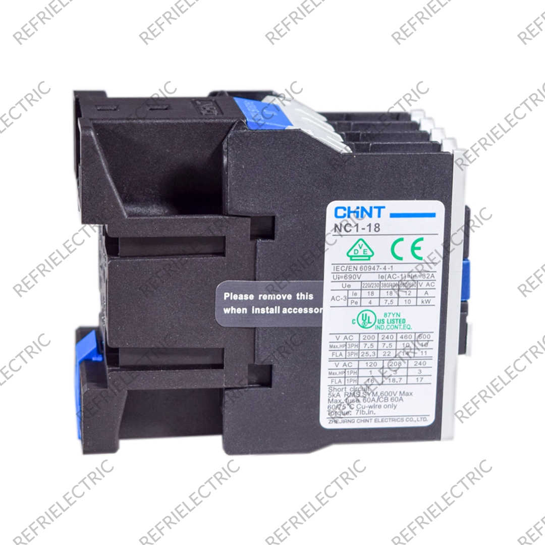 CHINT - CONTACTOR TRIFASICO NC1-18 AMPERIOS BOBINA 220V PLASTICO NEGRO/GRIS - Imagen 2